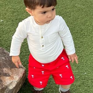 Janie and Jack PEANUTS™ Snoopy Embroidered Twill Short